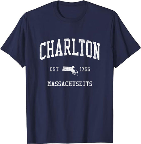 Charlton Massachusetts MA T-Shirt Vintage Athletic Sports Design Tee