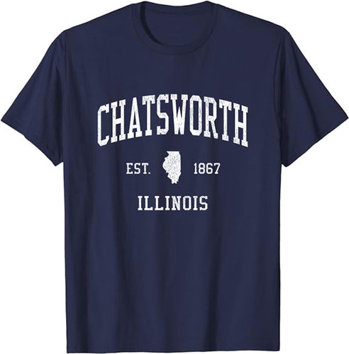 Chatsworth Illinois IL T-Shirt Vintage Athletic Sports Design Tee