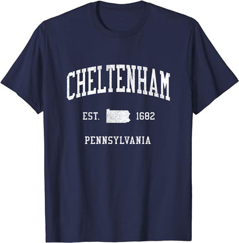 Cheltenham Pennsylvania PA T-Shirt Vintage Athletic Sports Design Tee