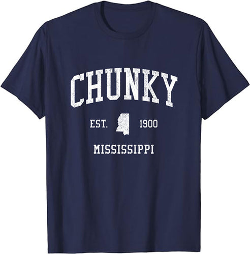 Chunky Mississippi MS T-Shirt Vintage Athletic Sports Design Tee