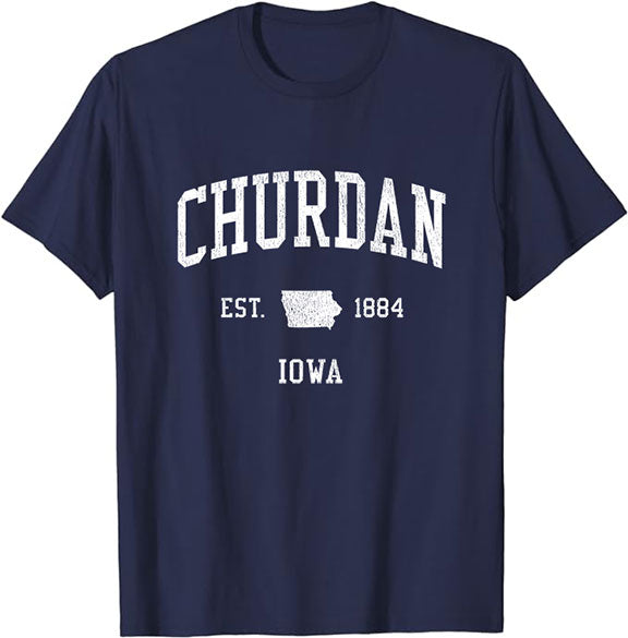 Churdan Iowa IA T-Shirt Vintage Athletic Sports Design Tee