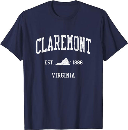 Claremont Virginia VA Vintage Athletic Sports Design T-Shirt JS01