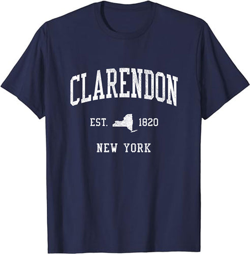 Clarendon New York NY T-Shirt Vintage Athletic Sports Design Tee