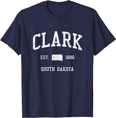 Clark South Dakota SD T-Shirt Vintage Athletic Sports Design Tee