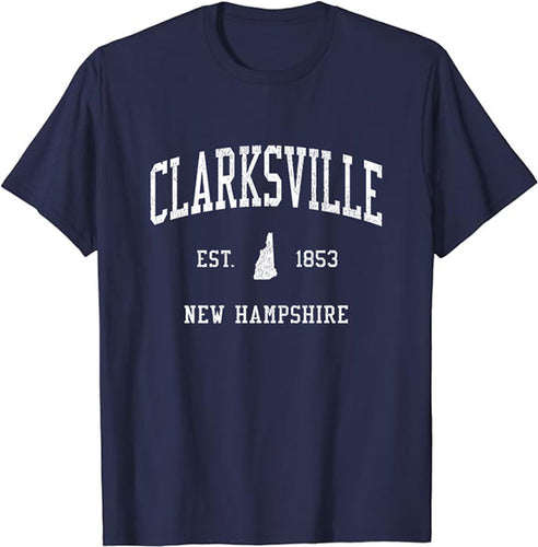 Clarksville New Hampshire NH T-Shirt Vintage Athletic Sports Design Tee