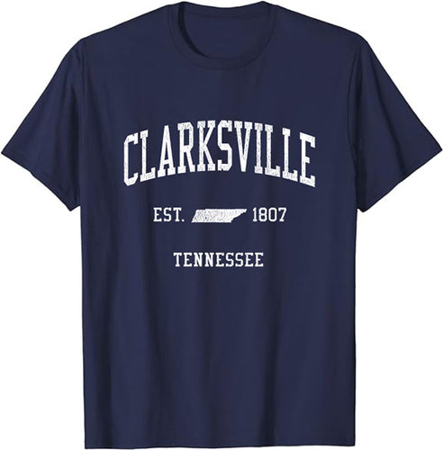 Clarksville Tennessee TN T-Shirt Vintage Athletic Sports Design Tee