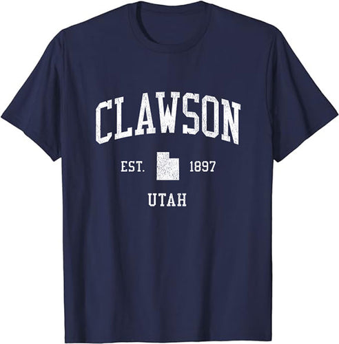 Clawson Utah UT T-Shirt Vintage Athletic Sports Design Tee