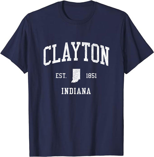 Clayton Indiana IN T-Shirt Vintage Athletic Sports Design Tee