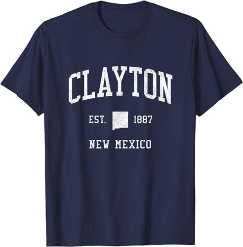 Clayton New Mexico NM T-Shirt Vintage Athletic Sports Design Tee