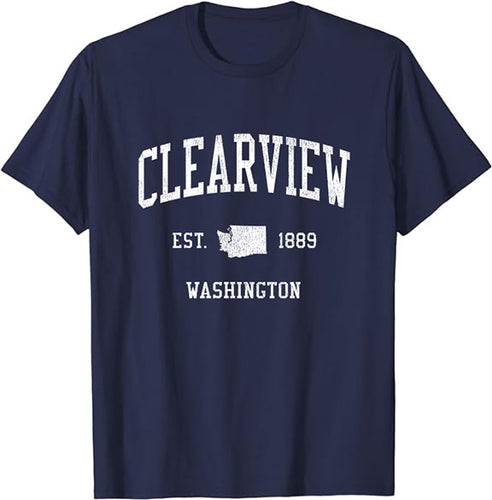 Clearview Washington WA T-Shirt Vintage Athletic Sports Design Tee