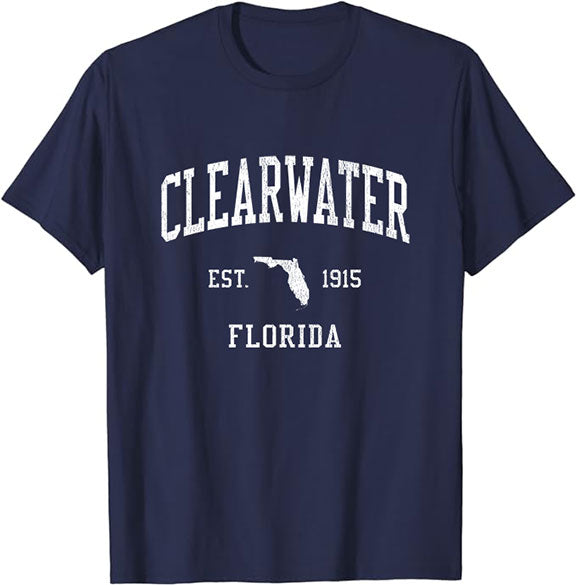 Clearwater Florida FL T-Shirt Vintage Athletic Sports Design Tee