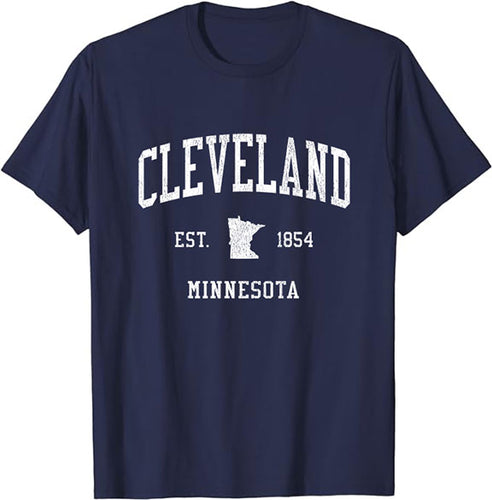 Cleveland Minnesota MN T-Shirt Vintage Athletic Sports Design Tee