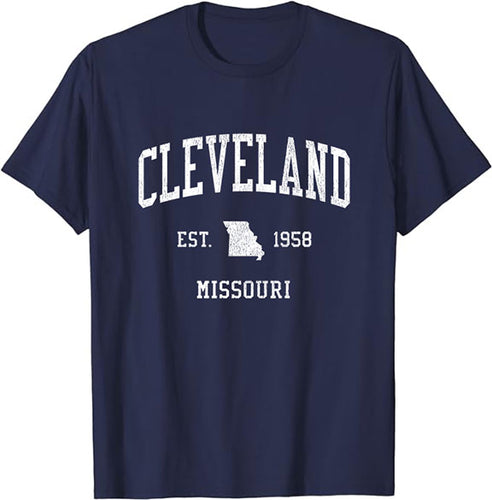 Cleveland Missouri MO T-Shirt Vintage Athletic Sports Design Tee