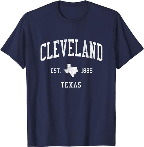 Cleveland Texas TX T-Shirt Vintage Athletic Sports Design Tee