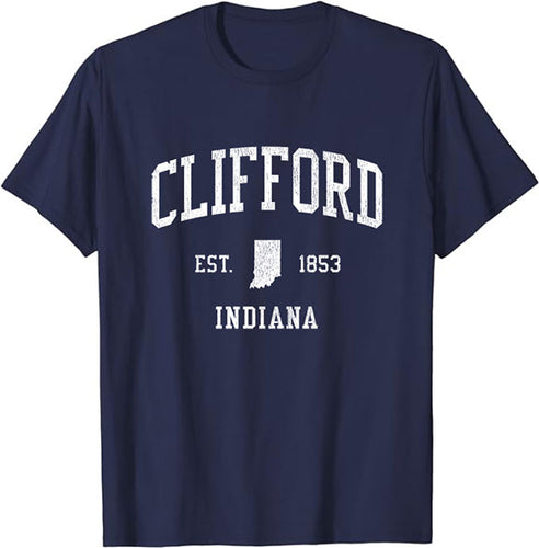 Clifford Indiana IN T-Shirt Vintage Athletic Sports Design Tee