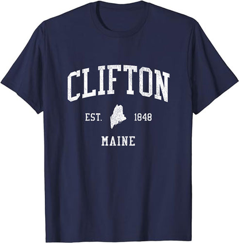 Clifton Maine ME T-Shirt Vintage Athletic Sports Design Tee