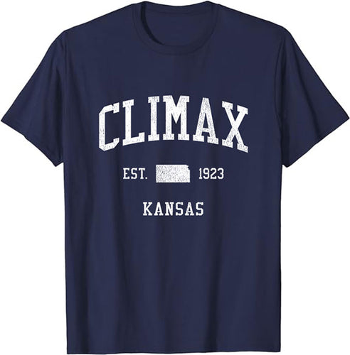 Climax Kansas KS T-Shirt Vintage Athletic Sports Design Tee