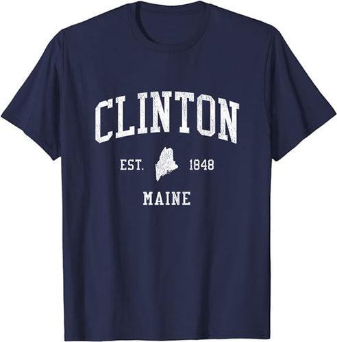 Clinton Maine ME T-Shirt Vintage Athletic Sports Design Tee