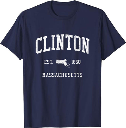 Clinton Massachusetts MA T-Shirt Vintage Athletic Sports Design Tee