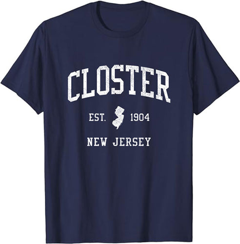 Closter New Jersey NJ T-Shirt Vintage Athletic Sports Design Tee