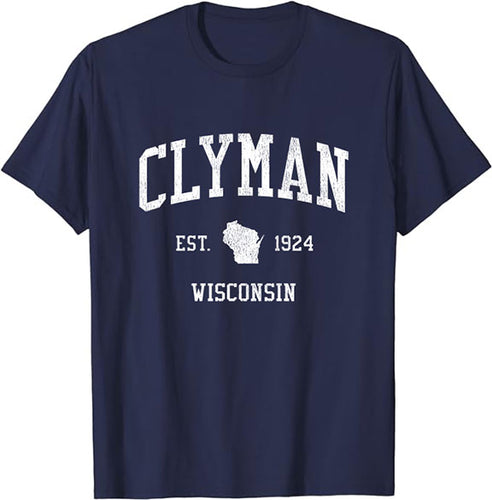 Clyman Wisconsin WI T-Shirt Vintage Athletic Sports Design Tee