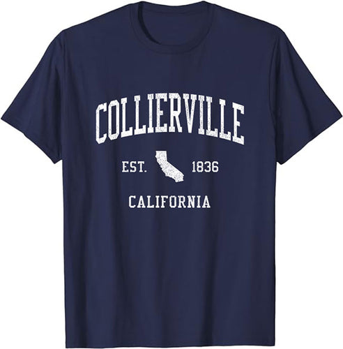 Collierville California CA T-Shirt Vintage Athletic Sports Design Tee