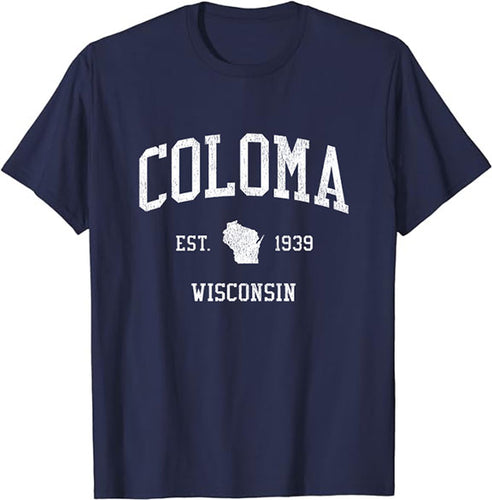 Coloma Wisconsin WI T-Shirt Vintage Athletic Sports Design Tee