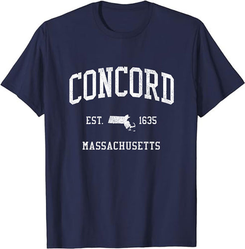 Concord Massachusetts MA T-Shirt Vintage Athletic Sports Design Tee