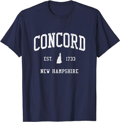 Concord New Hampshire NH T-Shirt Vintage Athletic Sports Design Tee