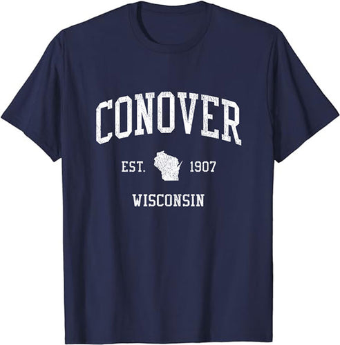 Conover Wisconsin WI T-Shirt Vintage Athletic Sports Design Tee