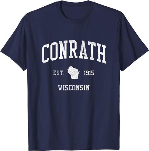 Conrath Wisconsin WI T-Shirt Vintage Athletic Sports Design Tee