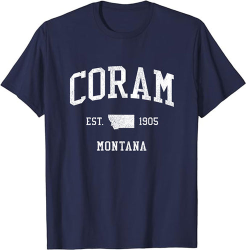 Coram Montana MT T-Shirt Vintage Athletic Sports Design Tee