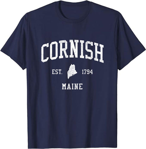 Cornish Maine ME T-Shirt Vintage Athletic Sports Design Tee