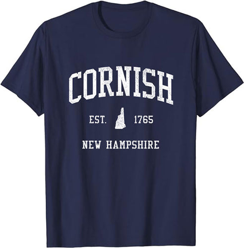 Cornish New Hampshire NH T-Shirt Vintage Athletic Sports Design Tee