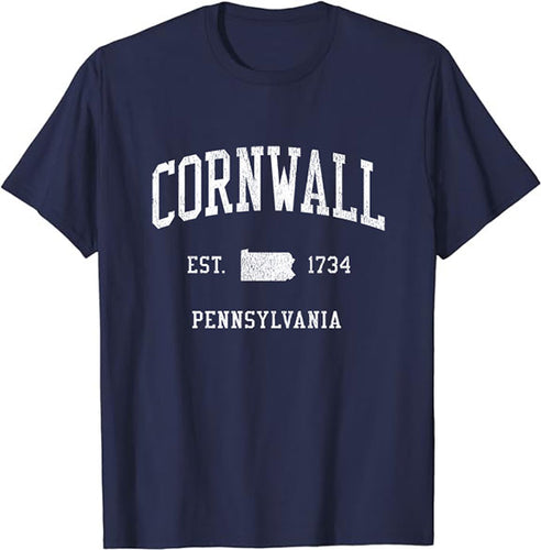 Cornwall Pennsylvania PA T-Shirt Vintage Athletic Sports Design Tee