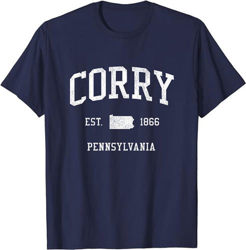 Corry Pennsylvania PA T-Shirt Vintage Athletic Sports Design Tee