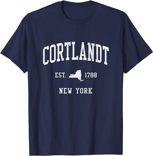 Cortlandt New York NY T-Shirt Vintage Athletic Sports Design Tee
