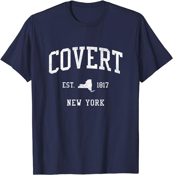 Covert New York NY T-Shirt Vintage Athletic Sports Design Tee