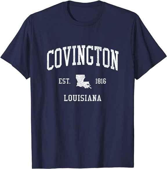 Covington Louisiana LA T-Shirt Vintage Athletic Sports Design Tee