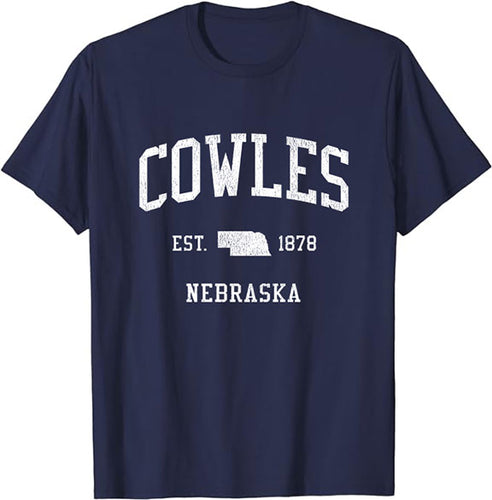 Cowles Nebraska NE T-Shirt Vintage Athletic Sports Design Tee