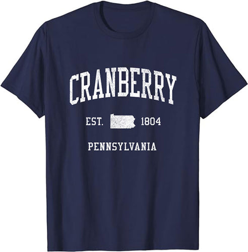 Cranberry Pennsylvania PA T-Shirt Vintage Athletic Sports Design Tee