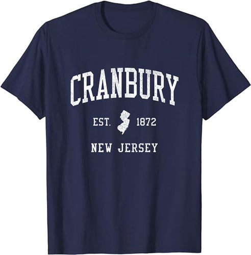 Cranbury New Jersey NJ T-Shirt Vintage Athletic Sports Design Tee