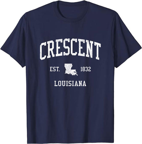 Crescent Louisiana LA T-Shirt Vintage Athletic Sports Design Tee