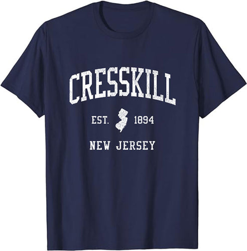 Cresskill New Jersey NJ T-Shirt Vintage Athletic Sports Design Tee