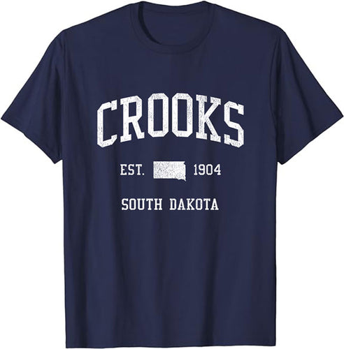 Crooks South Dakota SD T-Shirt Vintage Athletic Sports Design Tee