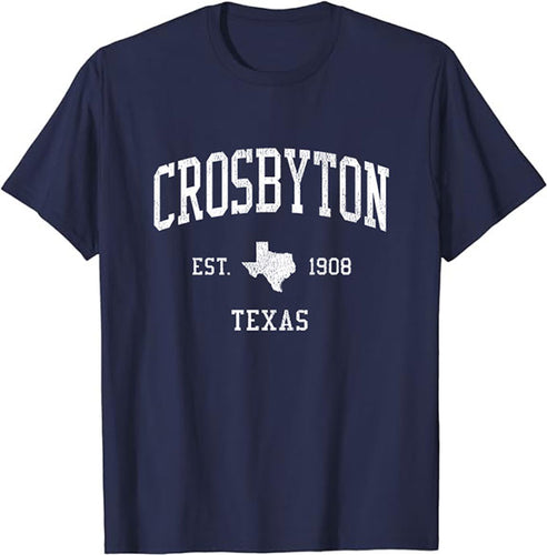 Crosbyton Texas TX T-Shirt Vintage Athletic Sports Design Tee