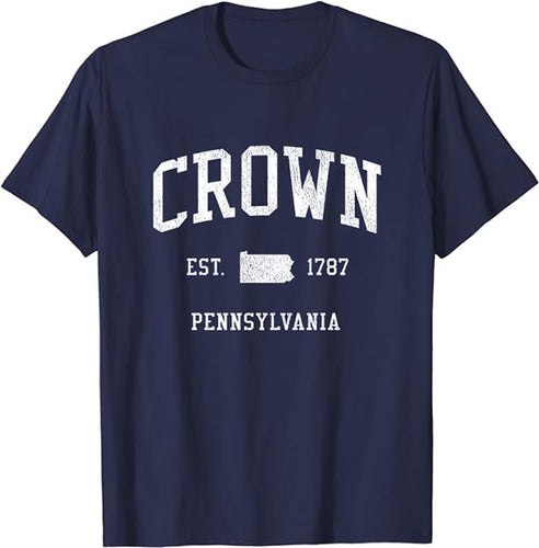 Crown Pennsylvania PA T-Shirt Vintage Athletic Sports Design Tee