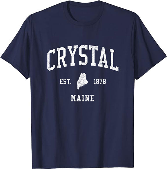 Crystal Maine ME T-Shirt Vintage Athletic Sports Design Tee