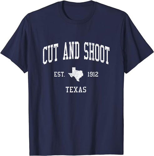 Cut and Shoot Texas TX T-Shirt Vintage Athletic Sports Design Tee