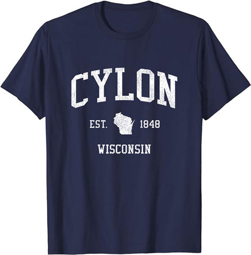 Cylon Wisconsin WI T-Shirt Vintage Athletic Sports Design Tee